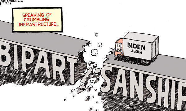 Editorial cartoon published April 15, 2021